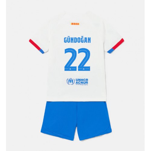 Dětský Fotbalový dres Barcelona Ilkay Gundogan #22 2023-24 Venkovní Krátký Rukáv (+ trenýrky)